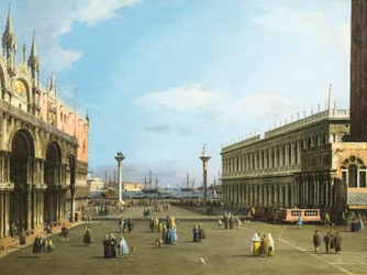 Venedig, piazzettaen med San Marcos bibliotek