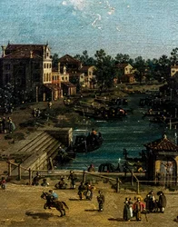 Udsigt over Mestre med Canale delle barche, detalje, ca. 1755-1760 (olie på lærred)