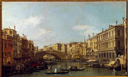 Den Store Kanal og Rialto-broen et Venedig-maleri af Antonio Canal dit Il Canaletto (1697-1768) Paris fra det 18. århundrede, Musee Jacquemart Andre