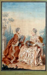 Madame de Julienne og Madame de Serre laver akvarelmusik af Louis carrogis dit Carmontelle (1717-1806) 1700-tallet. Paris, Musée Carnavalet