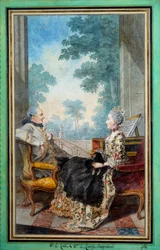 Monsieur og Madame Despourdons akvarel af Louis Carrogis Carmontelle (1717-1806) 1766 Paris, Musee Carnavalet