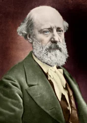 Portræt af arkitekten Eugene Viollet le Duc (Viollet-le-Duc) (1814-1879). ca. 1879 (stik)