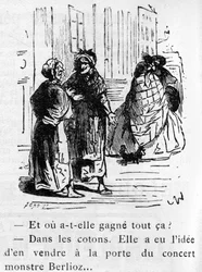 Tegneserie om værket af Hector Berlioz (1803-1869) designet af Nadar i 1856 til Journal "" Pour rire""".