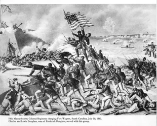 54. Massachusetts Coloured Regiment angriber Fort Wagner, South Carolina