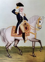 George Washington til hest (farve litho)