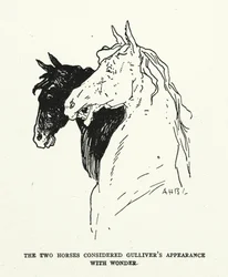 Illustration til Gullivers rejser af Jonathan Swift (litografi)