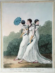 Grace, Fashion and Manners from Life, ætset af James Gillray (1757-1815) udgivet af G. Humphrey (håndfarvet radering)