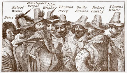 The Gunpowder Plot Conspirators, efter en gravering fra 1606 (gravering)