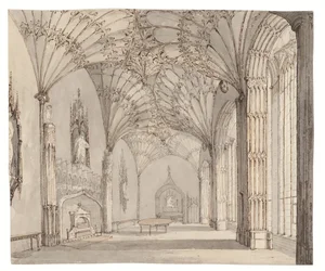 Spisestuen i Arbury Hall, Nuneaton, Warwickshire, ca. 1810