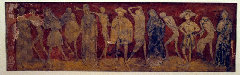 Freskoudgivelse af "La Danse macabre"" af det gamle kloster La Chaise-Dieu (Chaise Dieu) lavet af Louis Yperman (1856 omkring?) 1894. Paris, Museum of Monuments engelsk