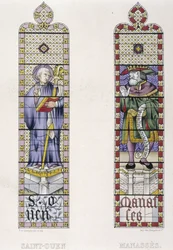 Farvet glas farvet glas repræsenterer St Ouen og Manasses, Church St Ouen de Rouen