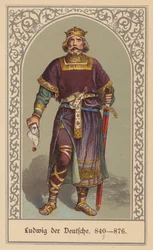 Ludvig den Tyske, konge af Østfrankrig (farvelitografi)