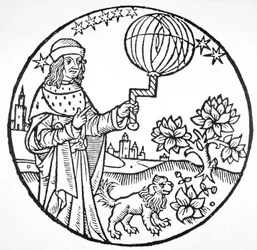 Ideelt portræt af Aristoteles (384-322 f.Kr.), kopi af en illustration fra 