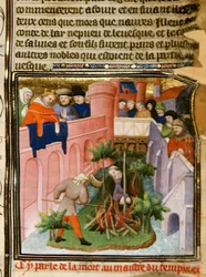 Cott Nero E II pt.2 fol.105 Afbrænding af Tempelherrens Mester, fra 