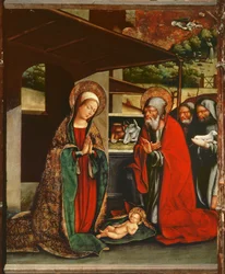 126-0035070 Tilbedelse af hyrderne, altertavle fra kirken Santa Maria Palau-Solita, Barcelona