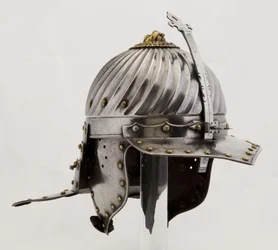 Zischägge, ca. 1620-25 (stål, jern, messing og læder)