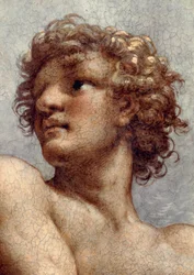 Vision of St John Evangelist on Patmos, Ascension of Christ among Apostles, or Christ in Glory af Antonio Allegri, kendt som Correggio (1489-ca 1534), fresco, 966x888 cm diameter ved base, detalje, Church of St John Evangelist, kuppel, Parma