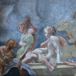Ungdomsbarn, af Antonio Allegri Da Correggio (1489-1534), fresko, katedralen i Parma, Italien