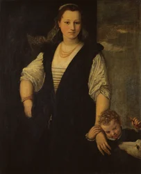 Portræt af en kvinde med et barn og en hund (for detaljer se 95740)