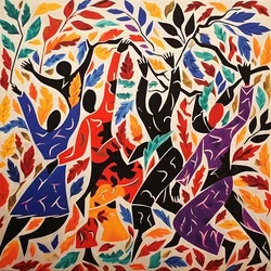 Dans af efterårsblade i Matisse-stil | online tilpasset lærredstryk