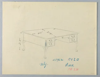 Design til biblioteksbord med løvepotefødder