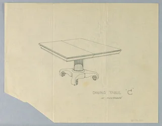 Design til et spisebord "C" af mahogni