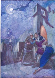 "Brækket fra dem, Hamlet fulgte, hvorhen ånden førte", fra Tales fra Shakespeare pub. af Ward Lock & Co Ltd, 1930-40