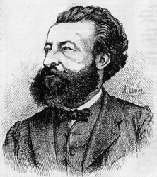 Portræt af Ulrich de Fonvielle (1833-1911), fransk journalist og literator - Indgravering af Lemot fra 1870