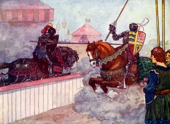 Greven red igen og igen på Edward, indtil hans lanse var splintret i hans hånd, c1270, 1905.