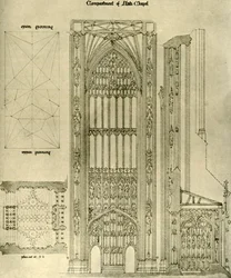 Arkitektonisk tegning: afdeling af Anti Chapel, 1833-1834, 1906.