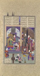 Shahens vise mænd godkender Zals ægteskab, Folio 86v fra Shahnama..., ca. 1525-30.