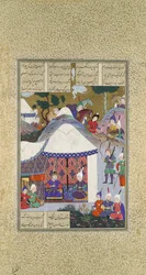 Zal stiller spørgsmålstegn ved Sams hensigter angående huset Mihrab, Folio 81v..., ca. 1525-30.