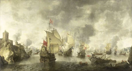 Slaget mellem de kombinerede venetianske og hollandske flåder mod tyrkerne i Foya-bugten, 1649