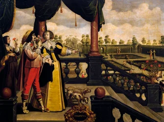 Lugtesans, ca 1635, af Abraham Bosse (1604-1676), efter maleri fra serie af 5 af ukendt kunstner, Frankrig