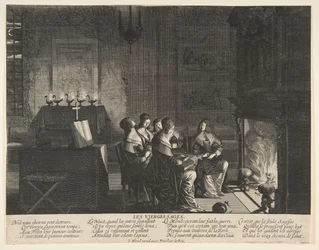 De kloge jomfruer hviler mens de venter på mandens ankomst, ca. 1635.