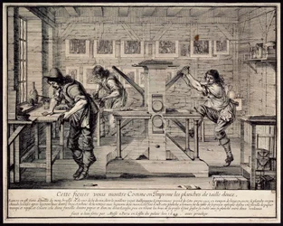 En gravørs værksted, 1642.