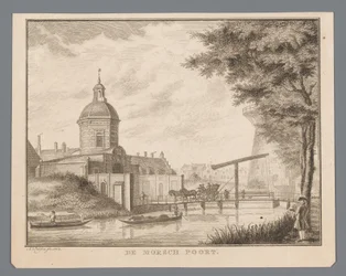 Udsigt over Morspoort i Leiden Morsch-porten (titel på objekt)