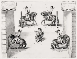 Illustration fra en ridemanual, indgraveret af Peeter Clouwet (1629-70), 1658