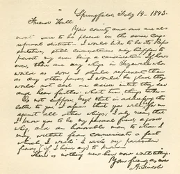 Brev fra Abraham Lincoln til Alden Hall, dateret 14. februar 1843