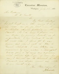 Brev underskrevet A. Lincoln, Executive Mansion, Washington, til Hans Excellence, H.R. Gamble, 23. juli 1863