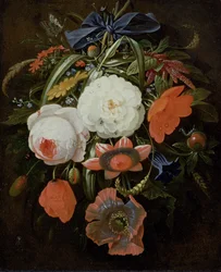 Stilleben af hængende blomster