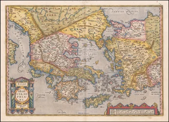 1584-kort over Grækenland og det vestlige Tyrkiet af Abraham Ortelius