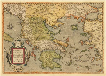 Kort over Grækenland fra 1584 af Abraham Ortelius