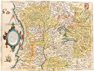 Ducatus Mediolanensis, Finitimarumq Regionu Descriptio Auctore Iooanne Georgio Septala Mediolanense Geografisk kort over hertugen af ​​Milano fra "Theatrum Orbis Terrarum" af Abraham Ortelius (Oertel, Ortell eller Ortel