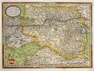 Kort over Østrig, fra Theatrum Orbis Terrarum af Abraham Ortelius