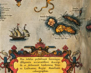 Kort over Azorerne fra Theatrum Orbis Terrarum af Abraham Ortelius
