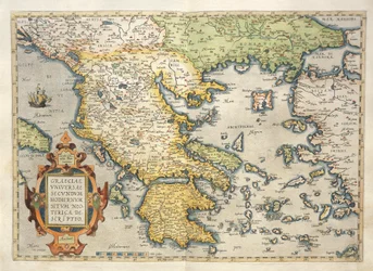 Kort over Grækenland, fra Theatrum Orbis Terrarum af Abraham Ortelius