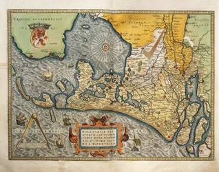 Kort over Holland, fra Theatrum Orbis Terrarum af Abraham Ortelius