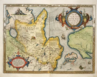 Kort over Tartary, Nord-Centralasien, fra Theatrum Orbis Terrarum af Abraham Ortelius