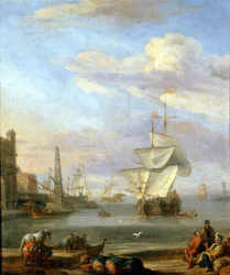 En hollandsk havn, maleri af Abrahm Storck